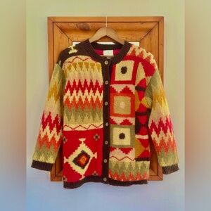 Vintage Pink and Cream Patterned Cardigan